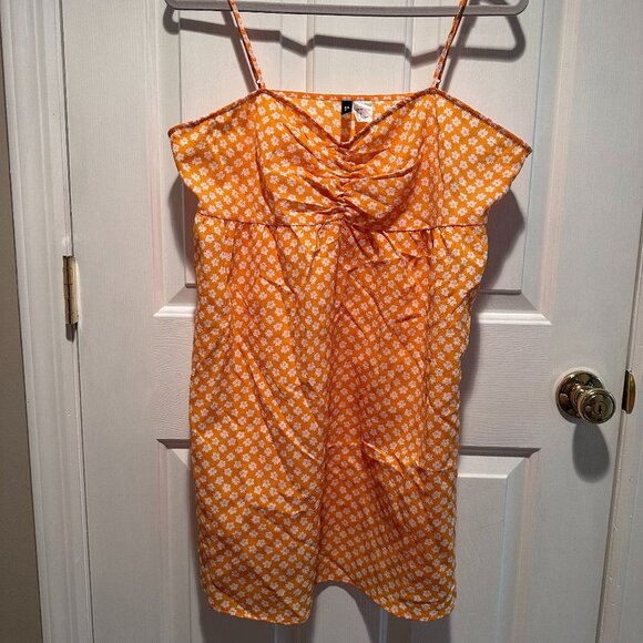 H&M Divided Orange Floral Dress Size L - Picture 1 of 3